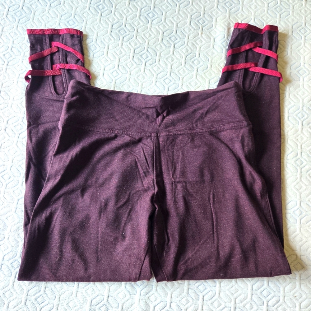 Victoria Sport Purple Leggings with Pink Ankle Straps Waist=13"